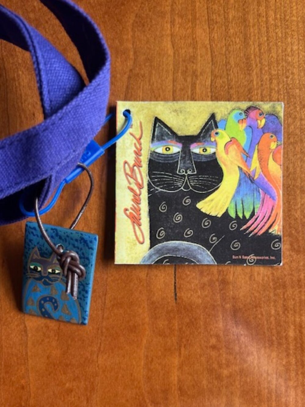 NWT Laurel Burch Original Cats Print Tote Bag Purple Handle Beads - Picture 9 of 16